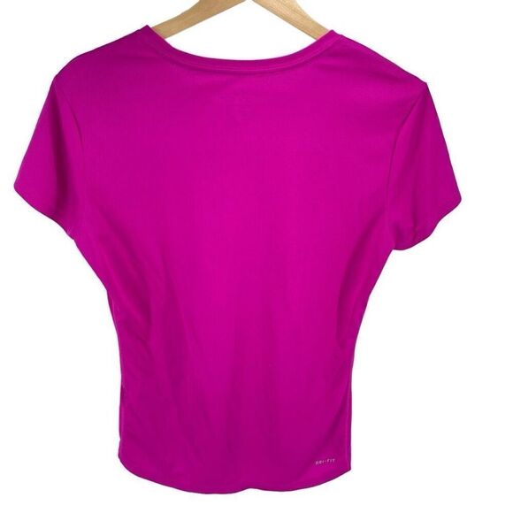 Nike Women's T-Shirt Dri-Fit Crew Neck Short Sleeve Magenta Pink Size Medium - Picture 9 of 10